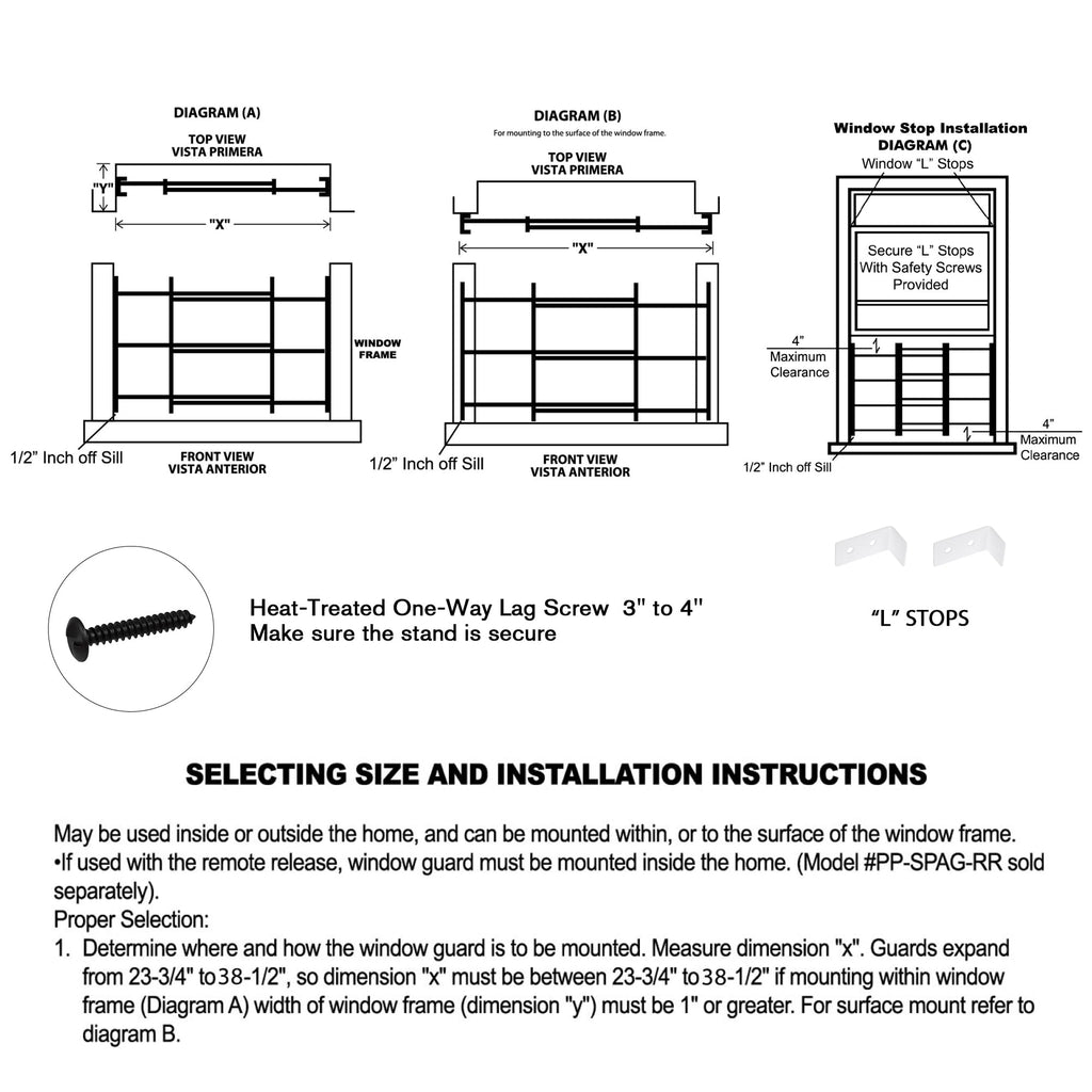 Black Adjustable Window Security Bars P95434