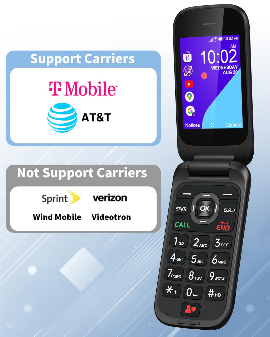 4G Flip Phone Unlocked Dual Screen Basic Phone Black V23358