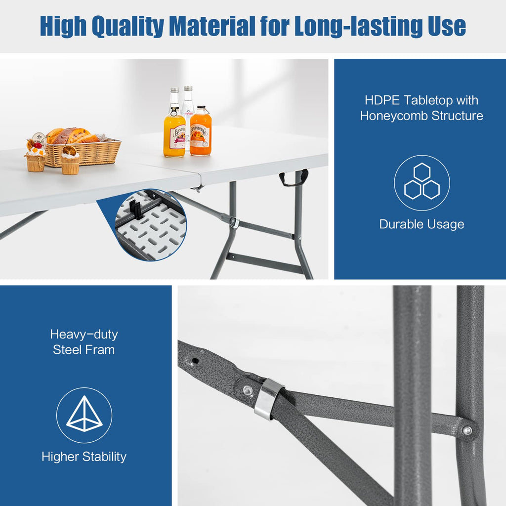 6FT Portable Folding Picnic Table with Handle I799970