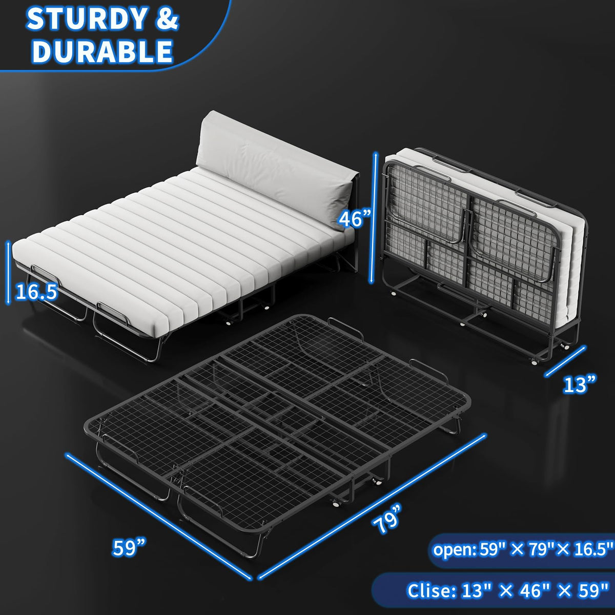 Queen Size Folding Bed with Memory Mattress V7816