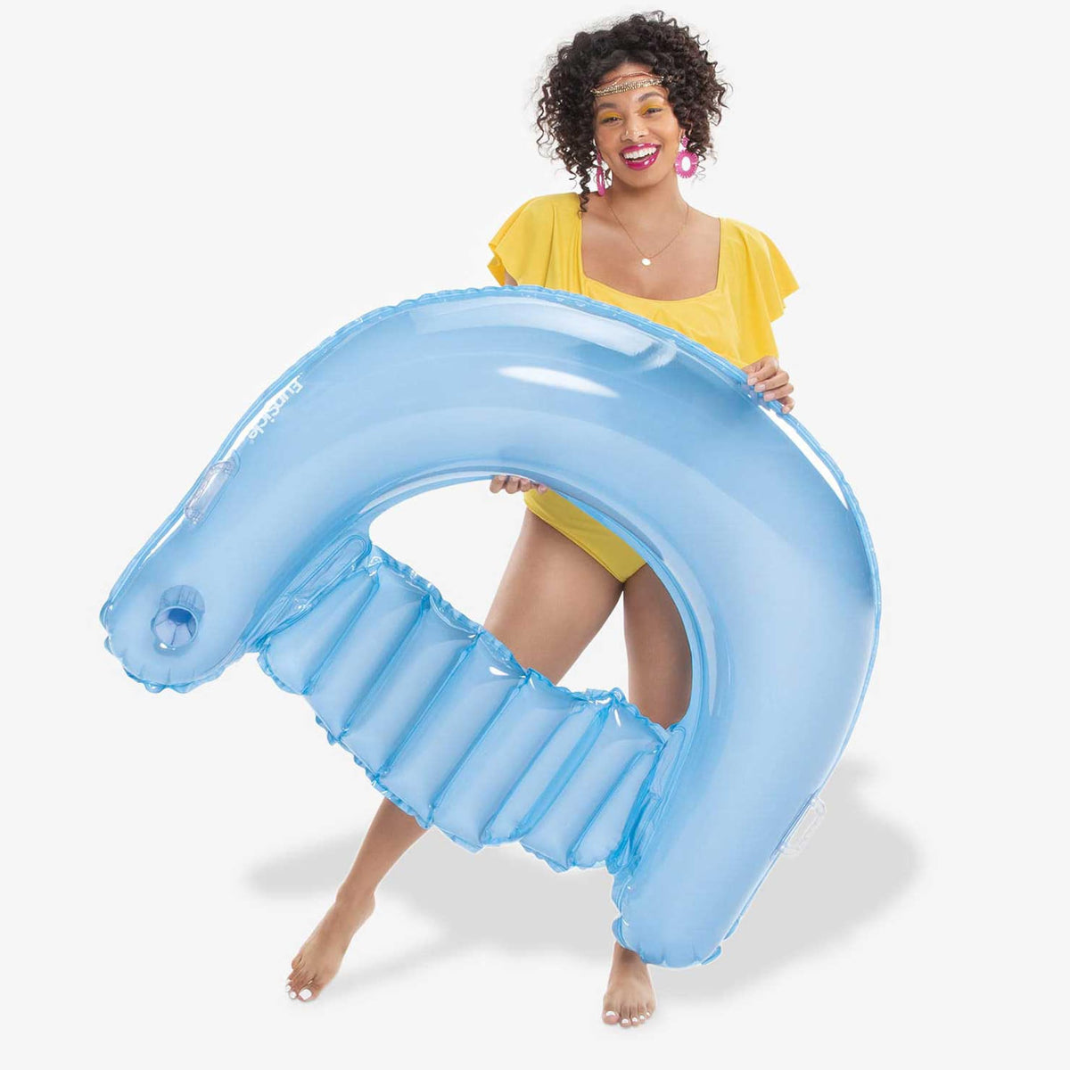 4ft Inflatable Lounge Pool Float with Backrest, Armrests & Cup Holder W24175