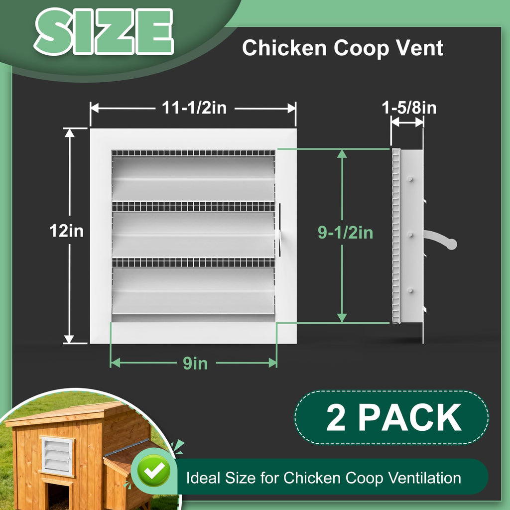 Adjustable Aluminum Alloy Chicken Coop Vent with Screen Mesh M10498