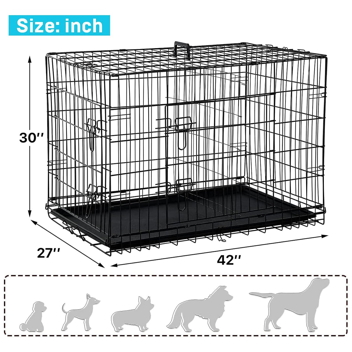 48 Inch Double-Door Dog Crate with Divider U800895