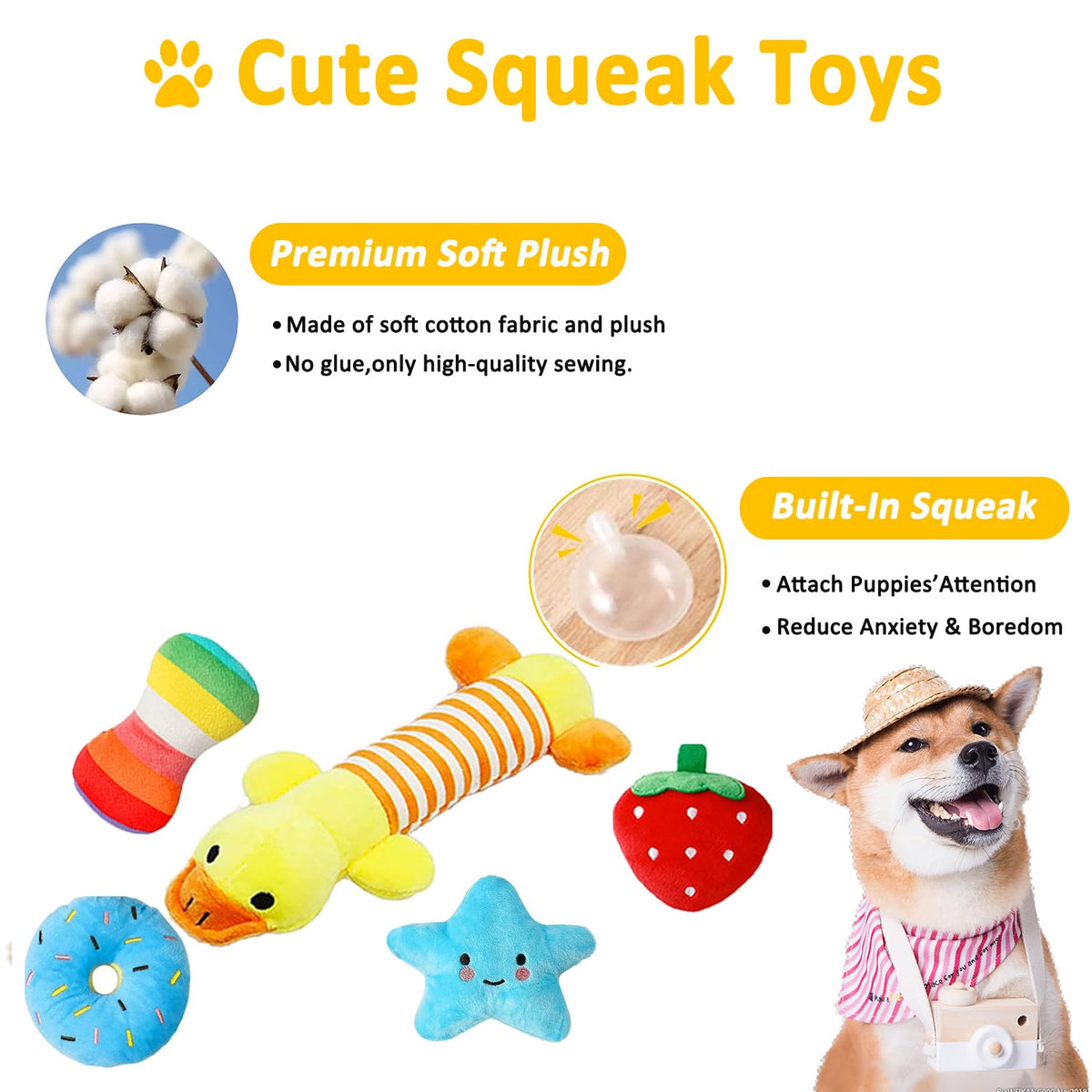 25 Pack Puppy Chew Toys with Squeak Plush Rope Toys G209