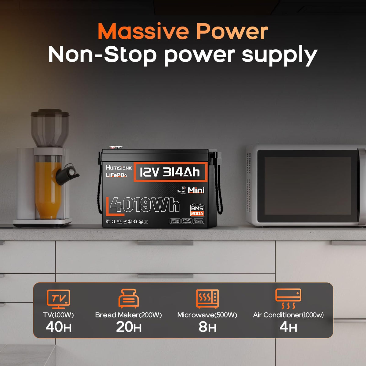 12V 300Ah LiFePO4 Lithium Battery with Bluetooth E661