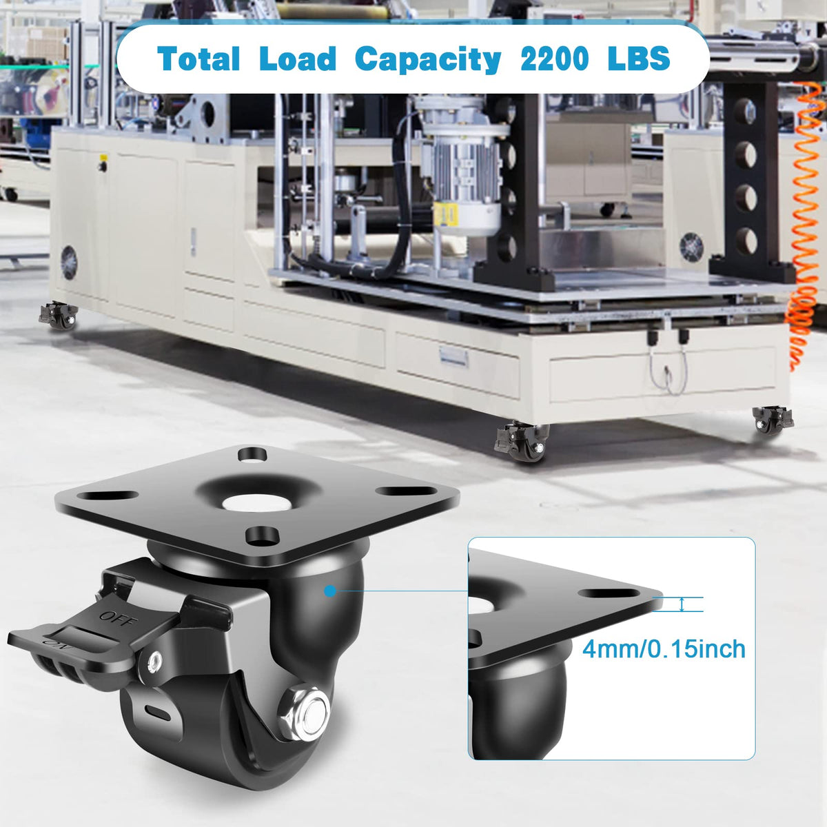 2-Inch Heavy Duty Casters Set of 4 with Brake I5420