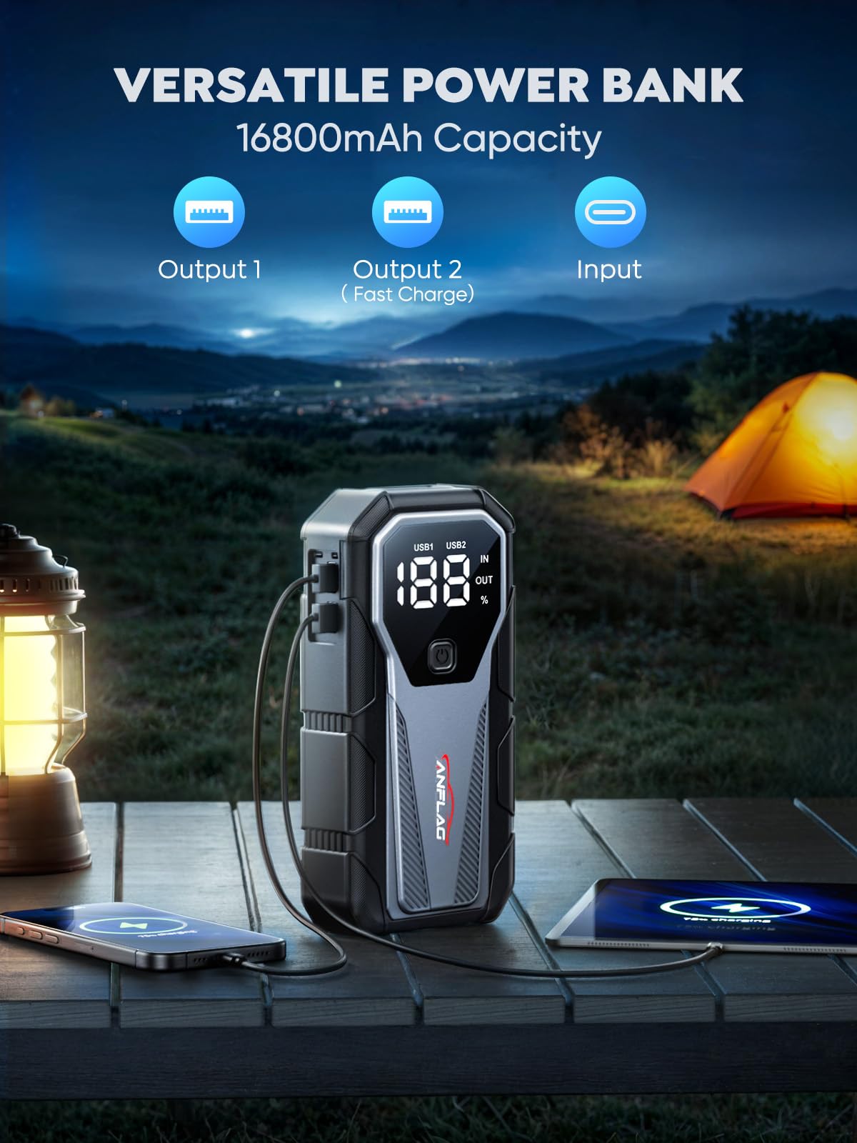 6000A 12V Portable Jump Starter with LED Display S35715