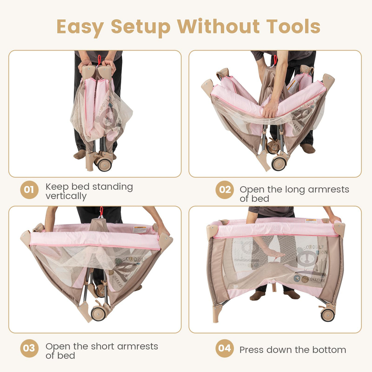 3 in 1 Pink Pack and Play with Bassinet B45481