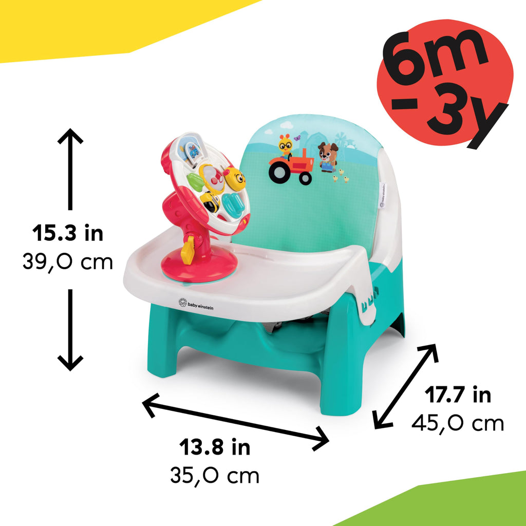 2 in 1 Compact Booster Feeding Seat with Musical Steering Wheel Toy X915