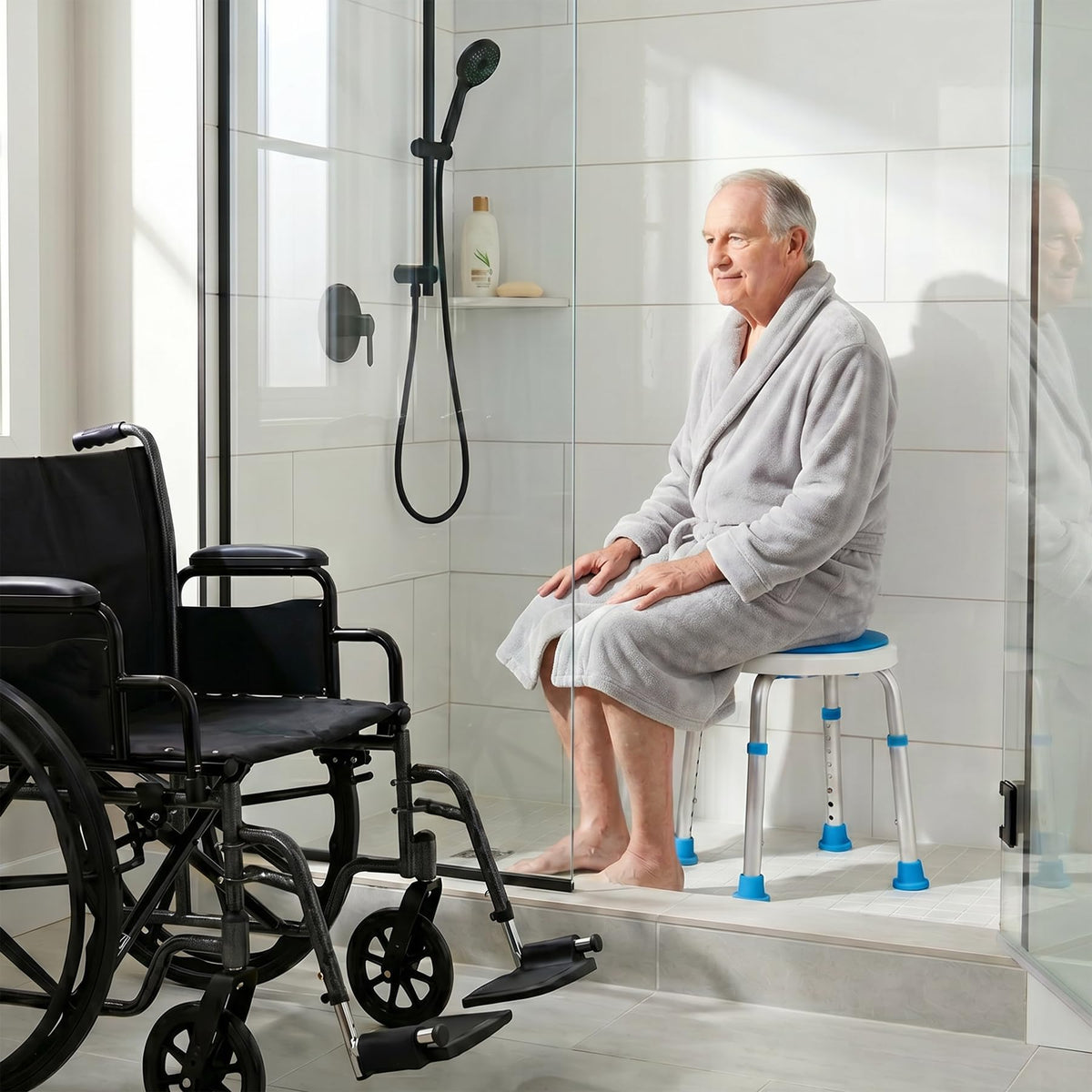 Adjustable Swivel Shower Stool Bench with Anti-Slip Rubber Tips Z4530
