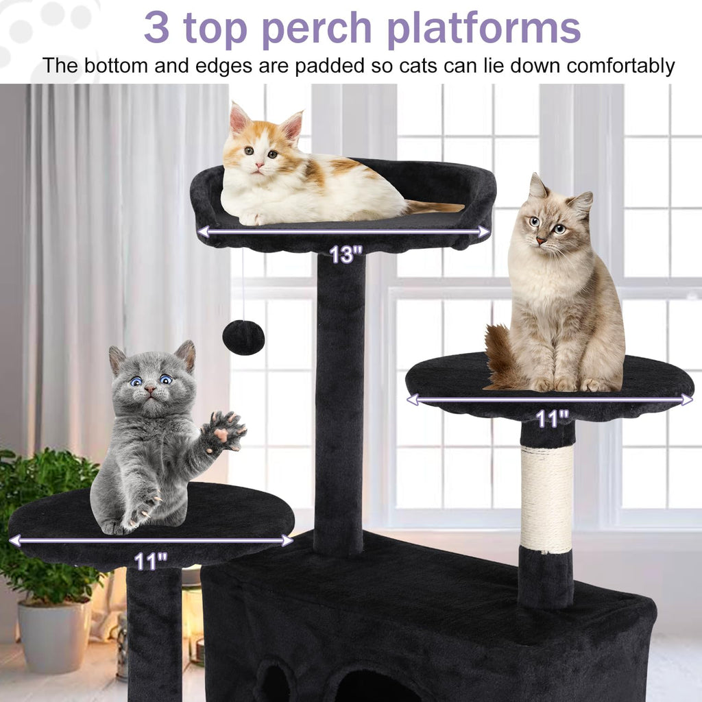 70 Inches Multi-Level Cat Tree with Litter Box Enclosure Dark Gray D73256