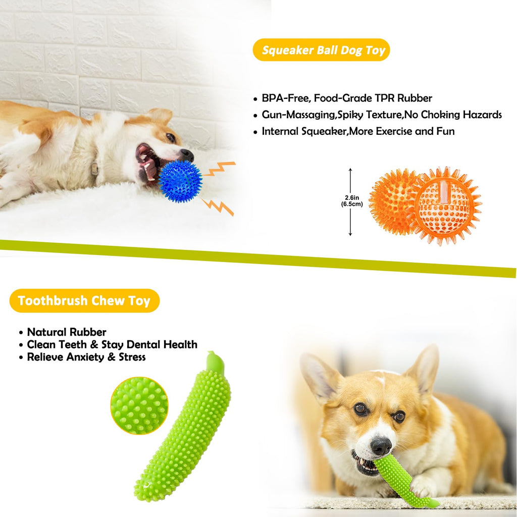 25 Pack Puppy Chew Toys with Squeak Plush Rope Toys G209
