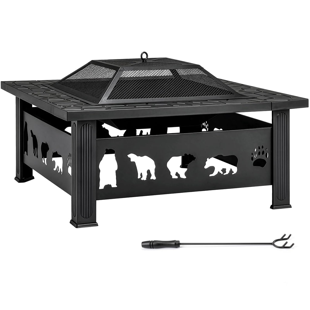32" Outdoor Wood Burning Fire Pit Table Q423566
