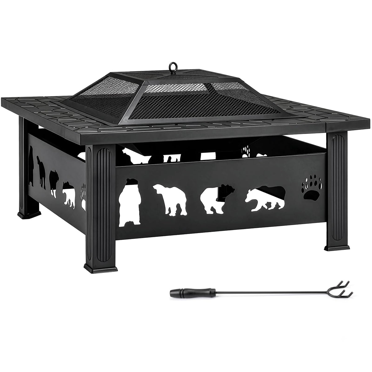 32" Outdoor Wood Burning Fire Pit Table Q423566