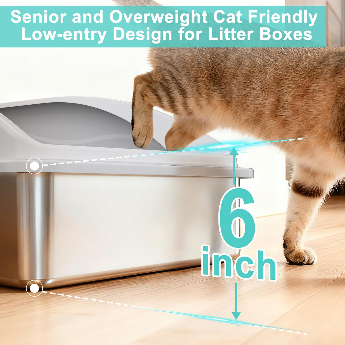 XL Enclosed High Sided Stainless Steel Cat Litter Box with Lid Q3188