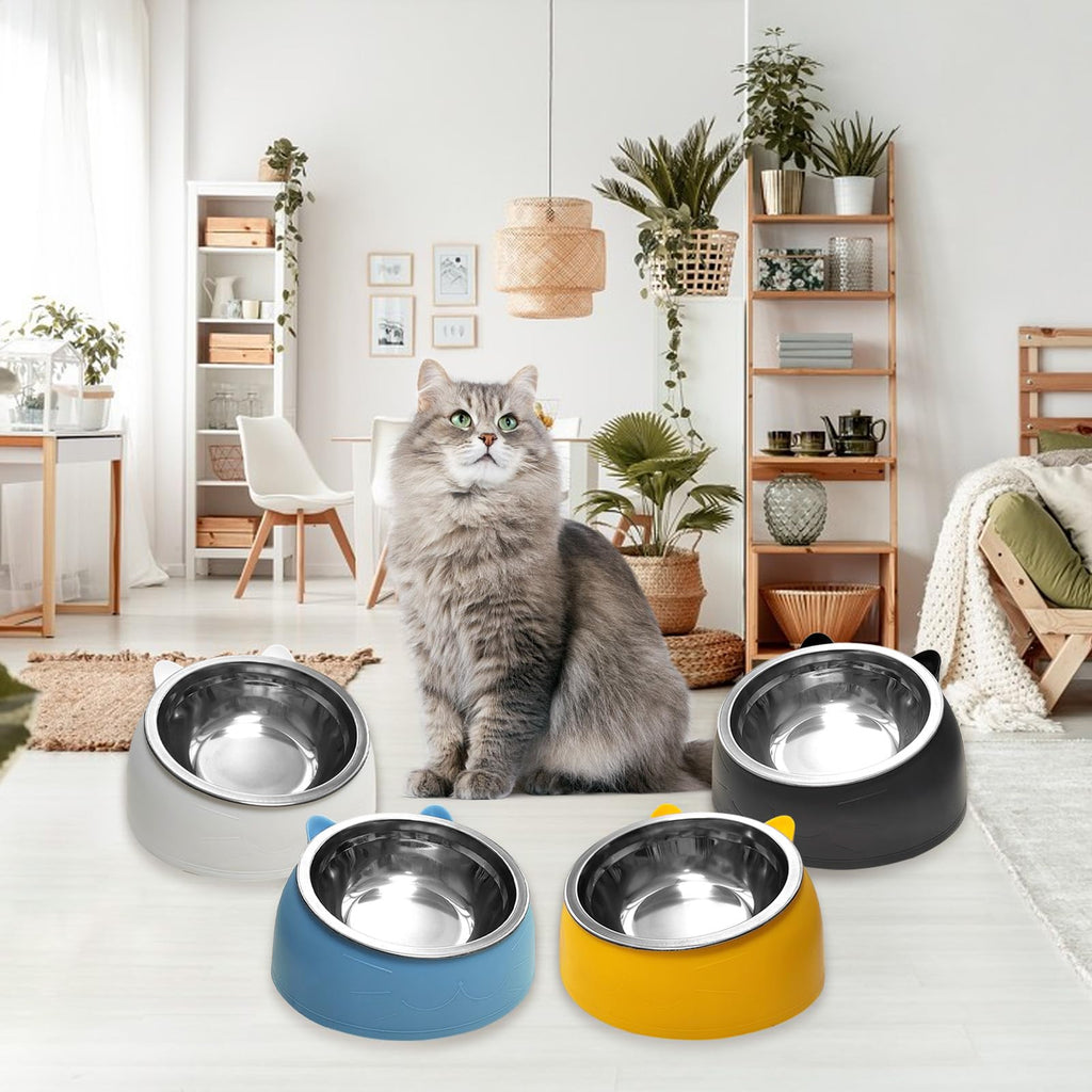 7 Pcs Stainless Steel Raised Cat Food Bowl G296