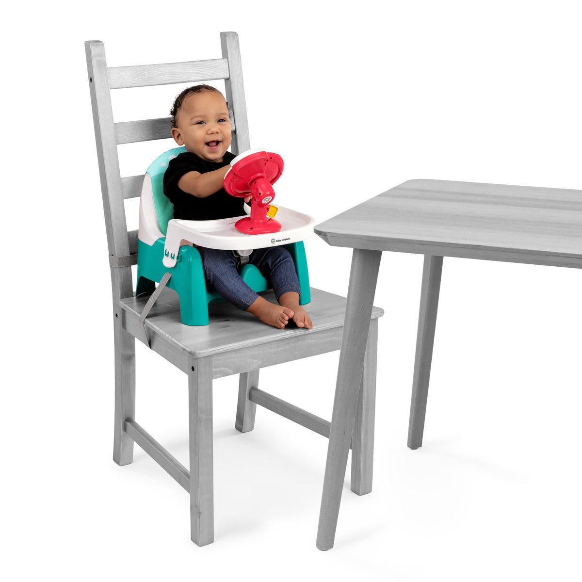 2 in 1 Compact Booster Feeding Seat with Musical Steering Wheel Toy X915