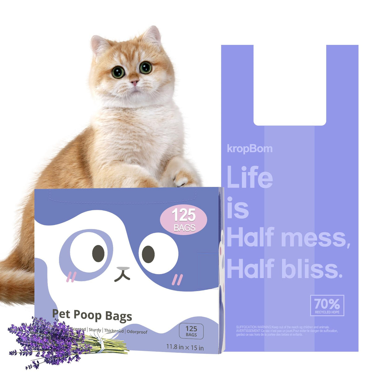 125 Count Lavender Scented Cat Litter Bags with Handles T791969