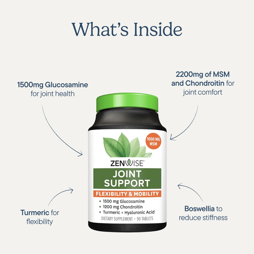 Joint Support Supplement with Glucosamine Chondroitin MSM Curcumin 180 Count D907964