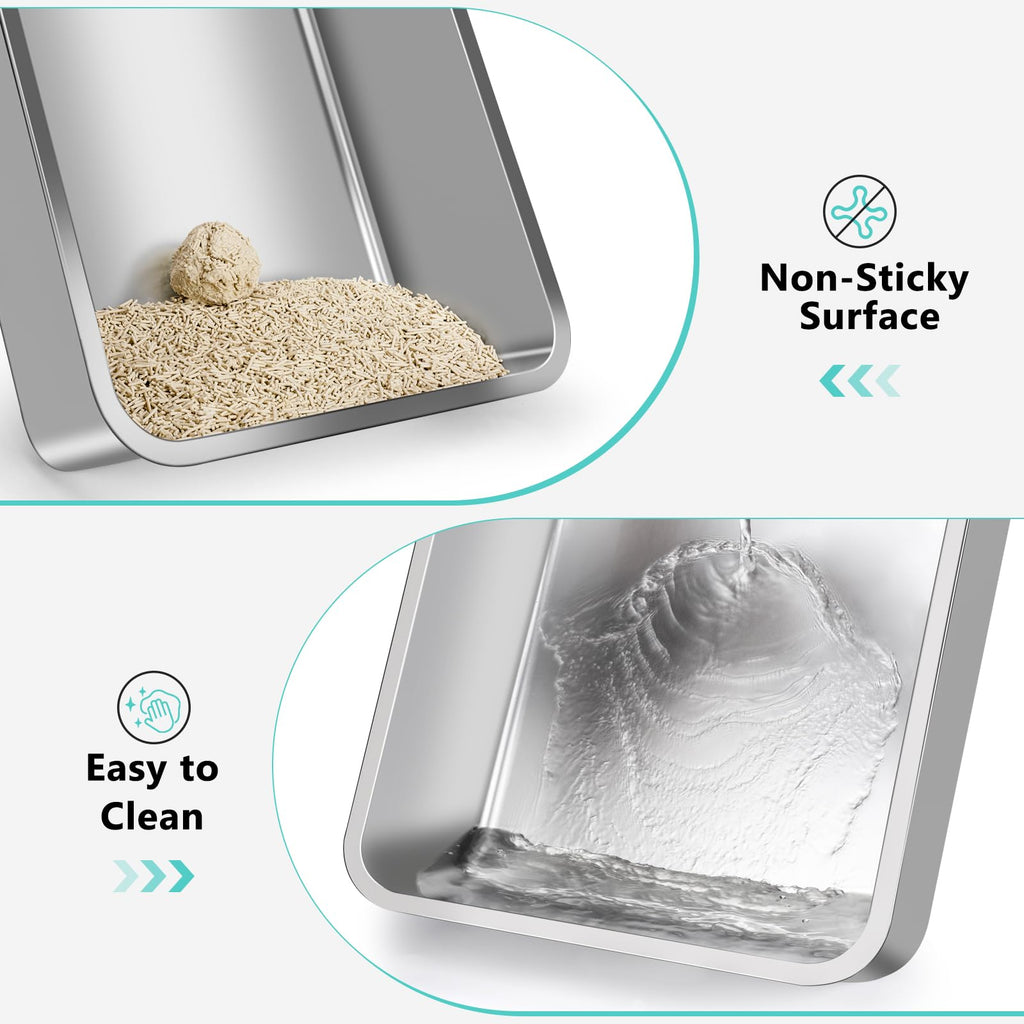 XL Enclosed High Sided Stainless Steel Cat Litter Box with Lid Q3188
