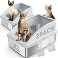 XL Enclosed High Sided Stainless Steel Cat Litter Box with Lid Q3188