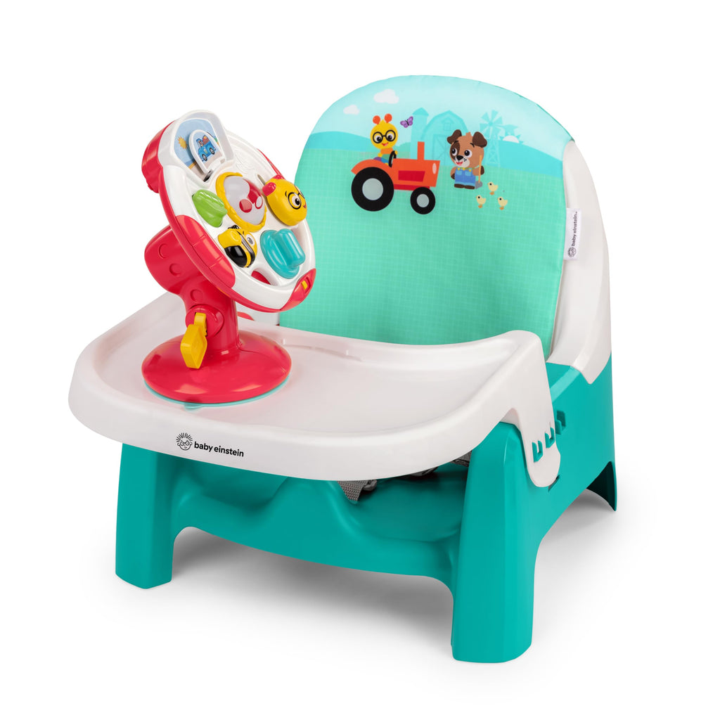 2 in 1 Compact Booster Feeding Seat with Musical Steering Wheel Toy X915