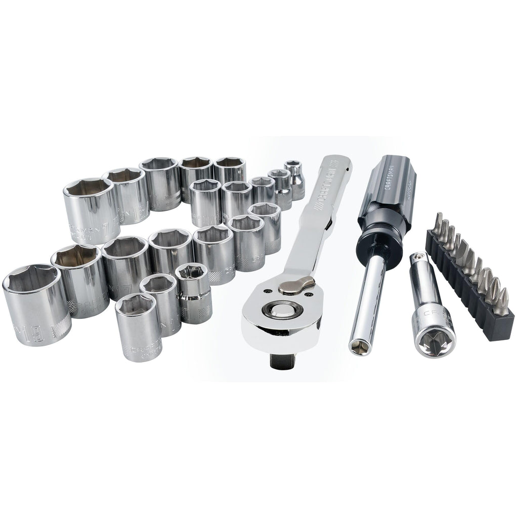 33 Piece 3/8 Inch Drive SAE/Metric Mechanics Tool Set Y980410