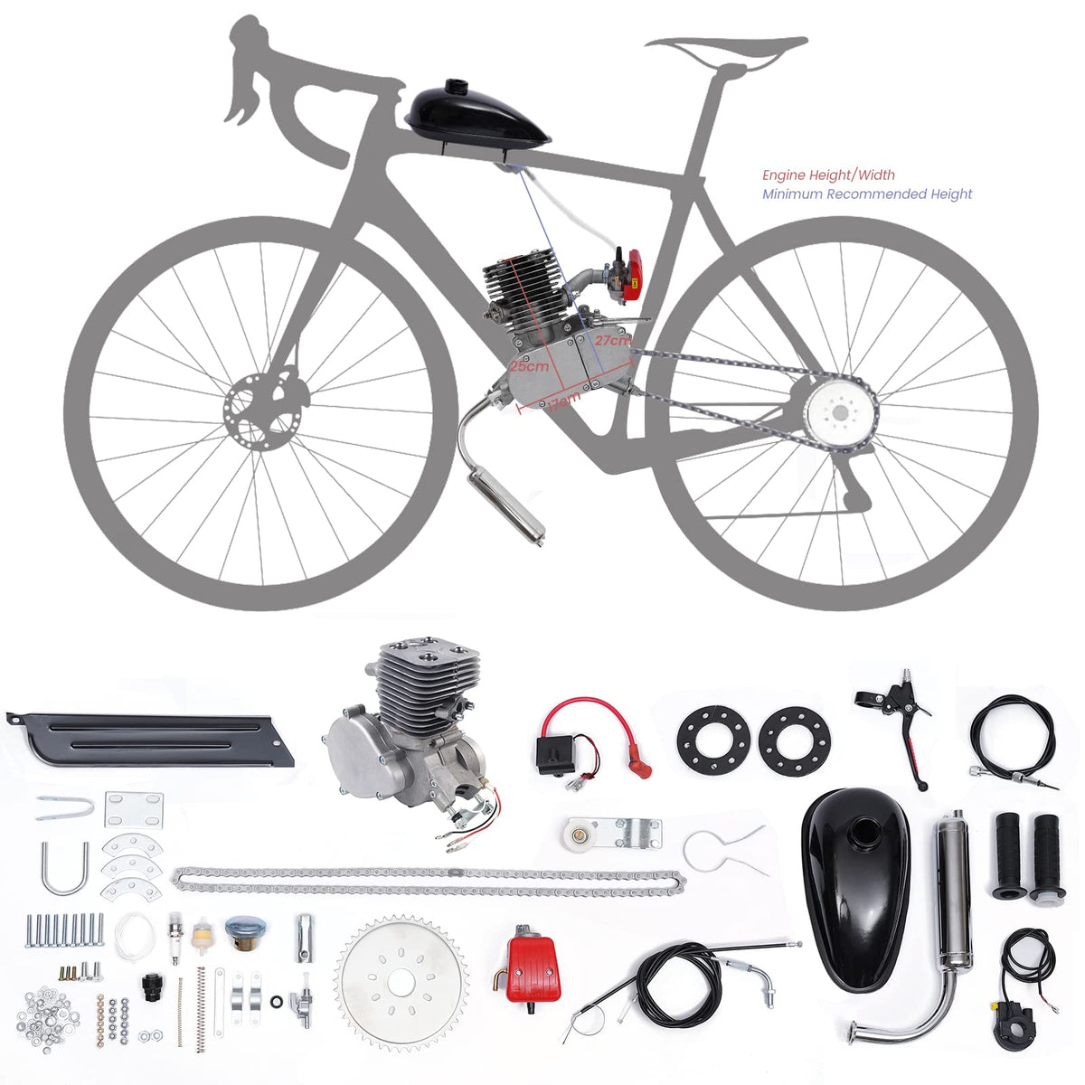 100cc 2 Stroke Air-Cooling Bicycle Engine Kit K539