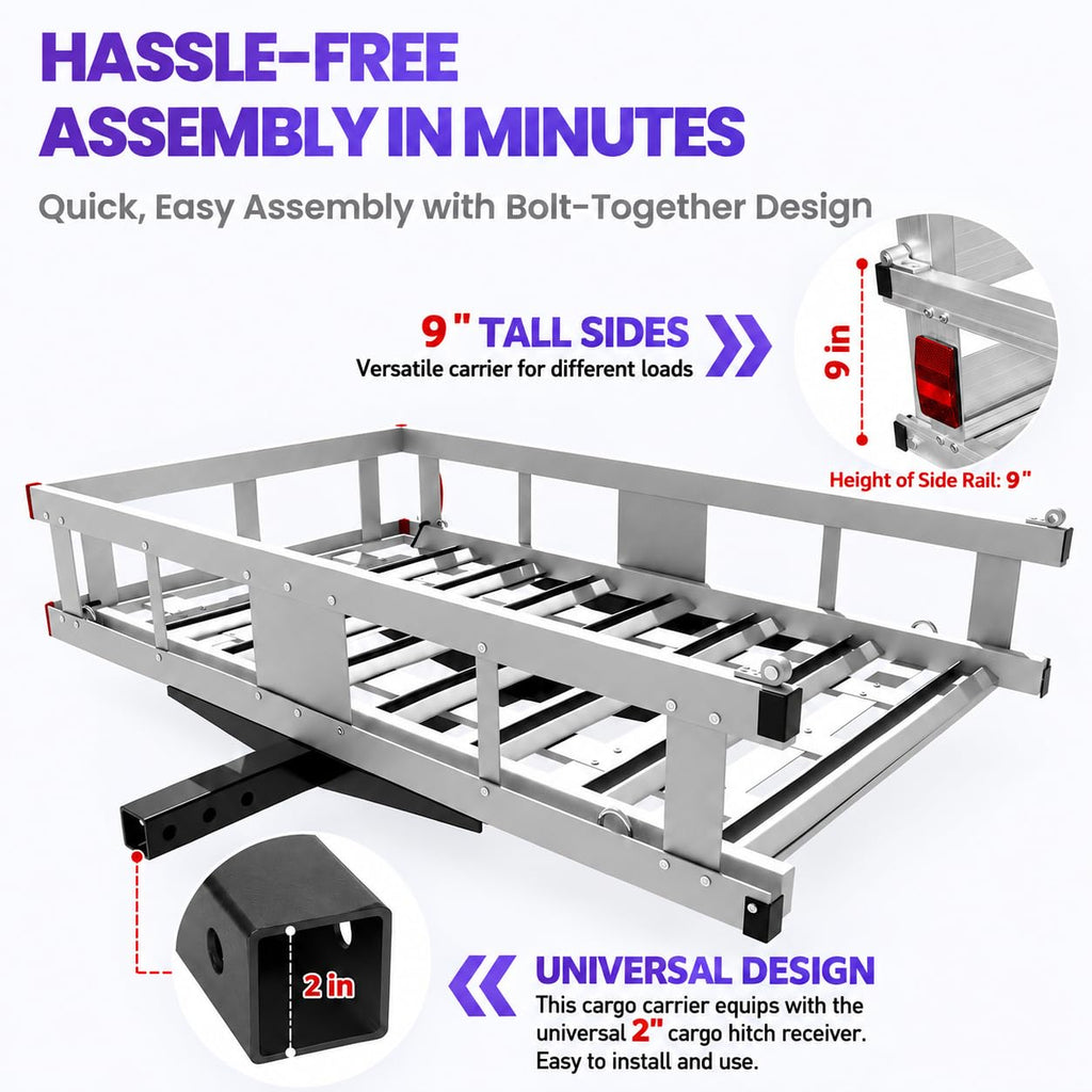 50 × 30 × 9in Aluminum Hitch Cargo Carrier C30637