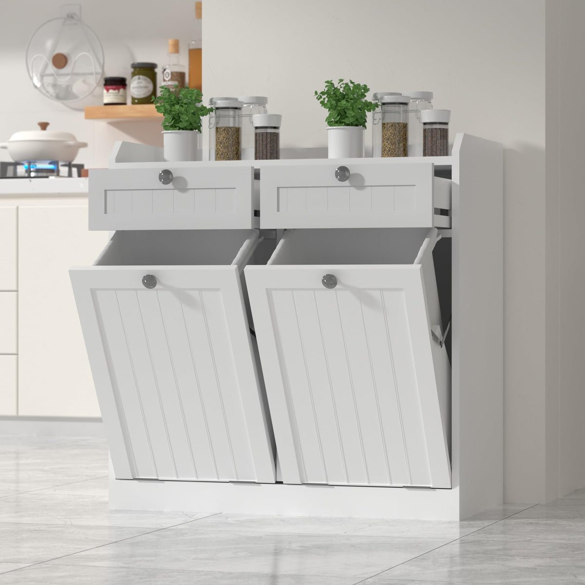 8 Gallon Double Tilt Out Trash Can Cabinet E75192
