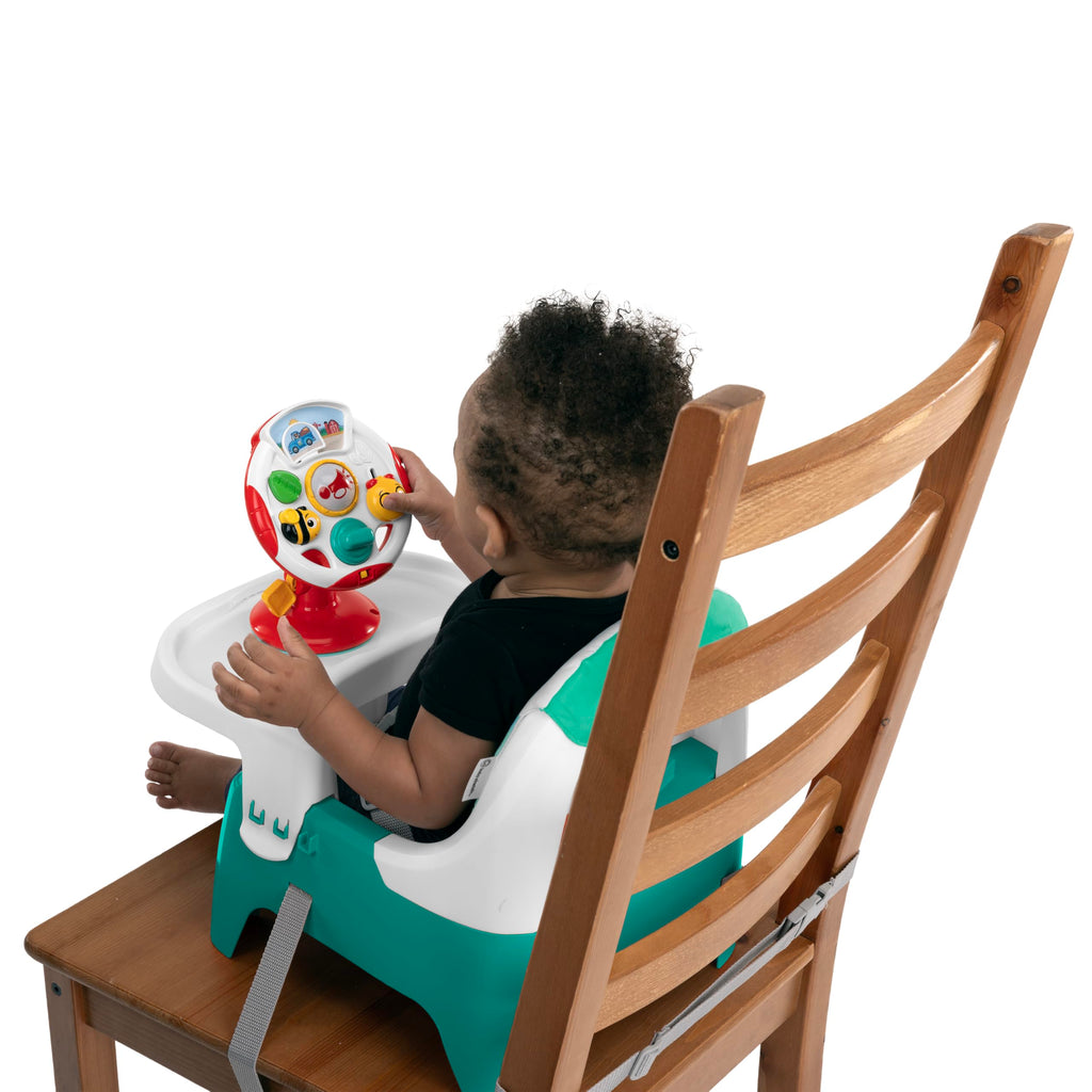 2 in 1 Compact Booster Feeding Seat with Musical Steering Wheel Toy X915