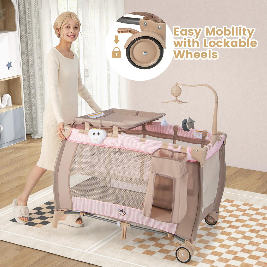 3 in 1 Pink Pack and Play with Bassinet B45481