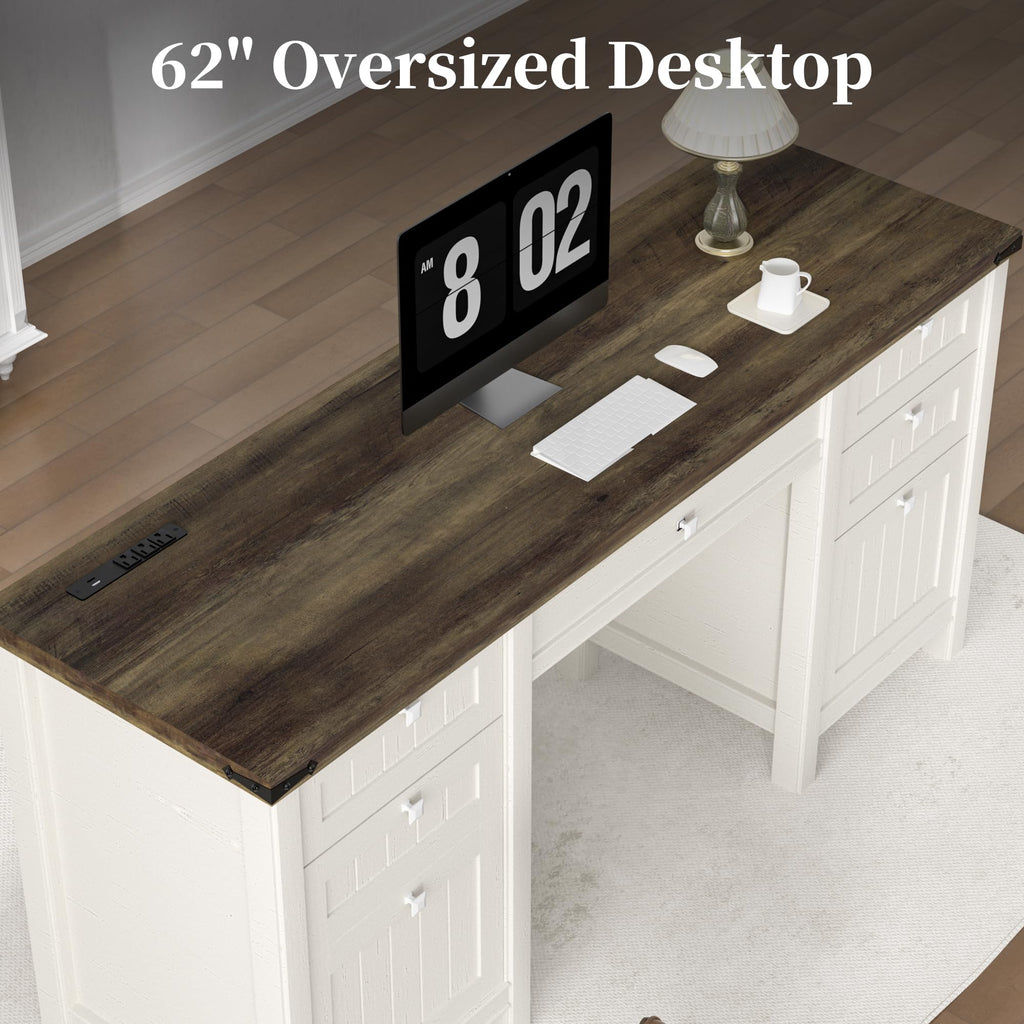 62" Executive Desk with File Drawer & Cabinet Z261