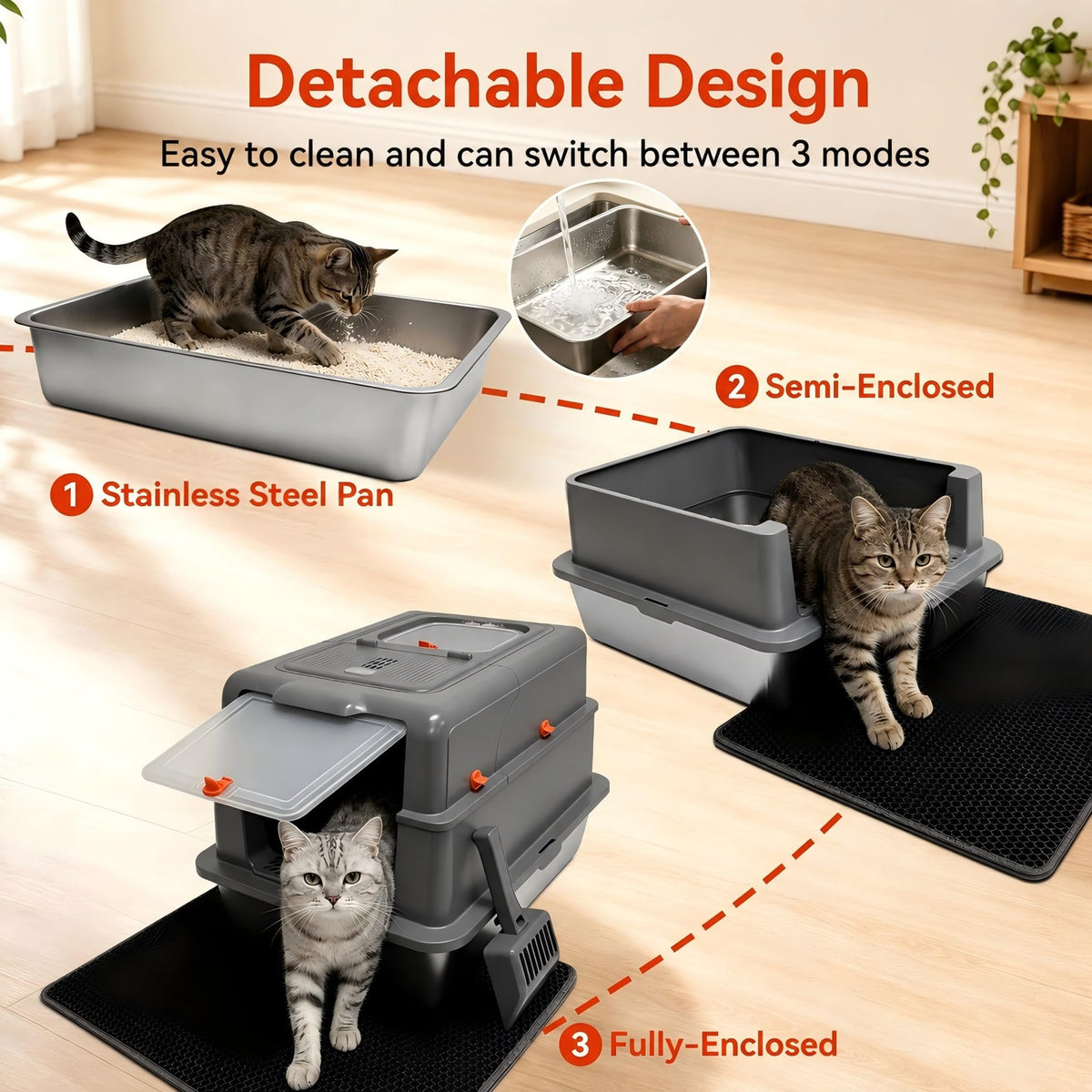 2 Pack XXXL Stainless Steel Litter Box with Lid U109