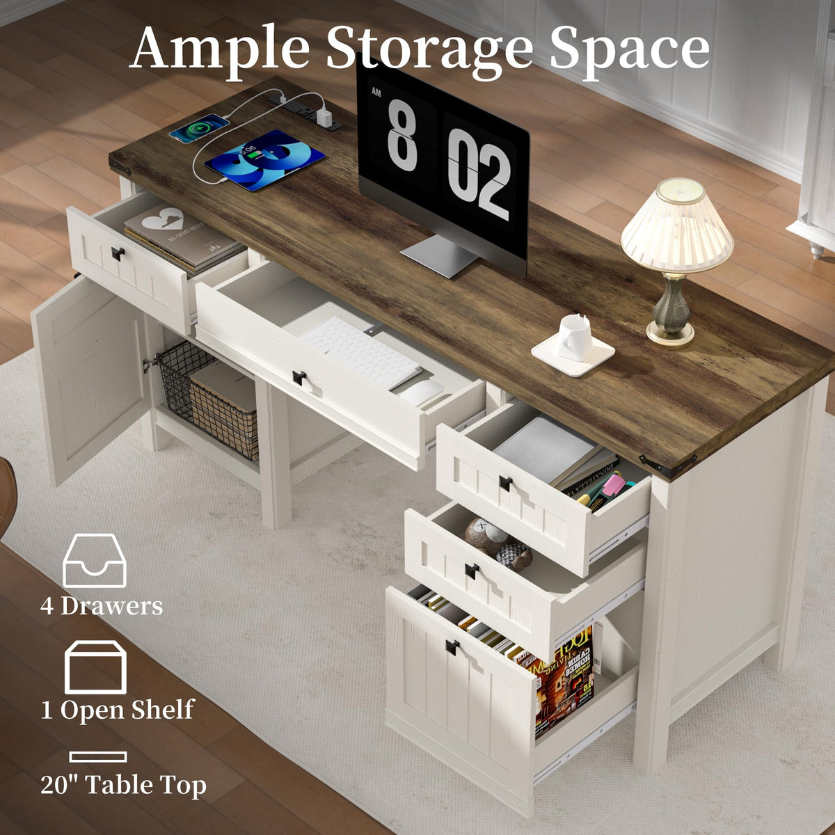 62" Executive Desk with File Drawer & Cabinet Z261