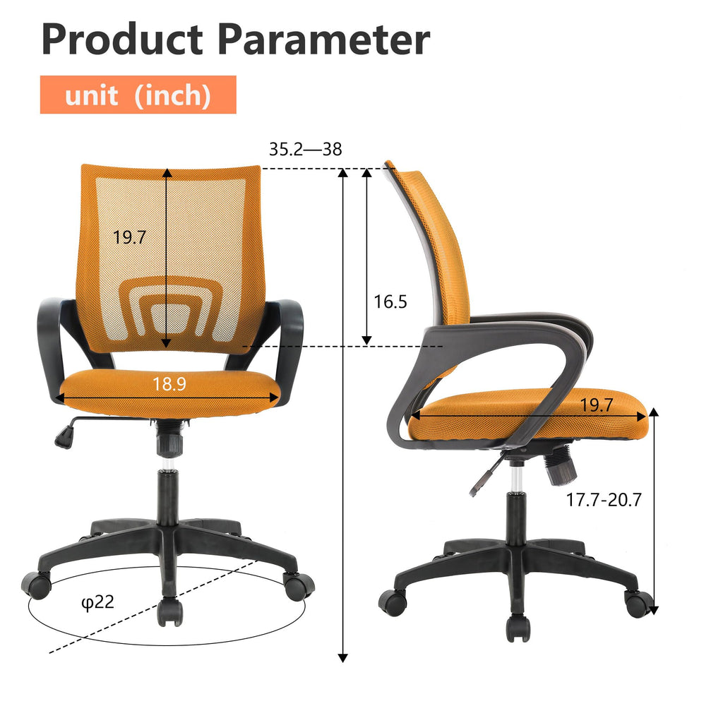 Orange Mesh Ergonomic Office Chair with Lumbar Support C942471