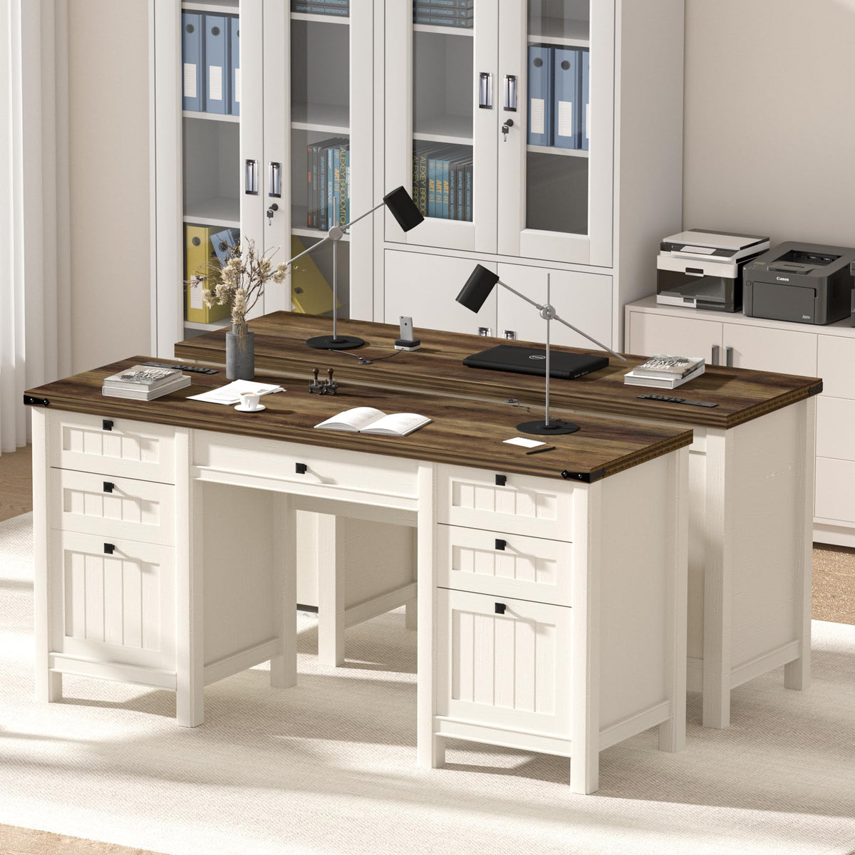 62" Executive Desk with File Drawer & Cabinet Z261