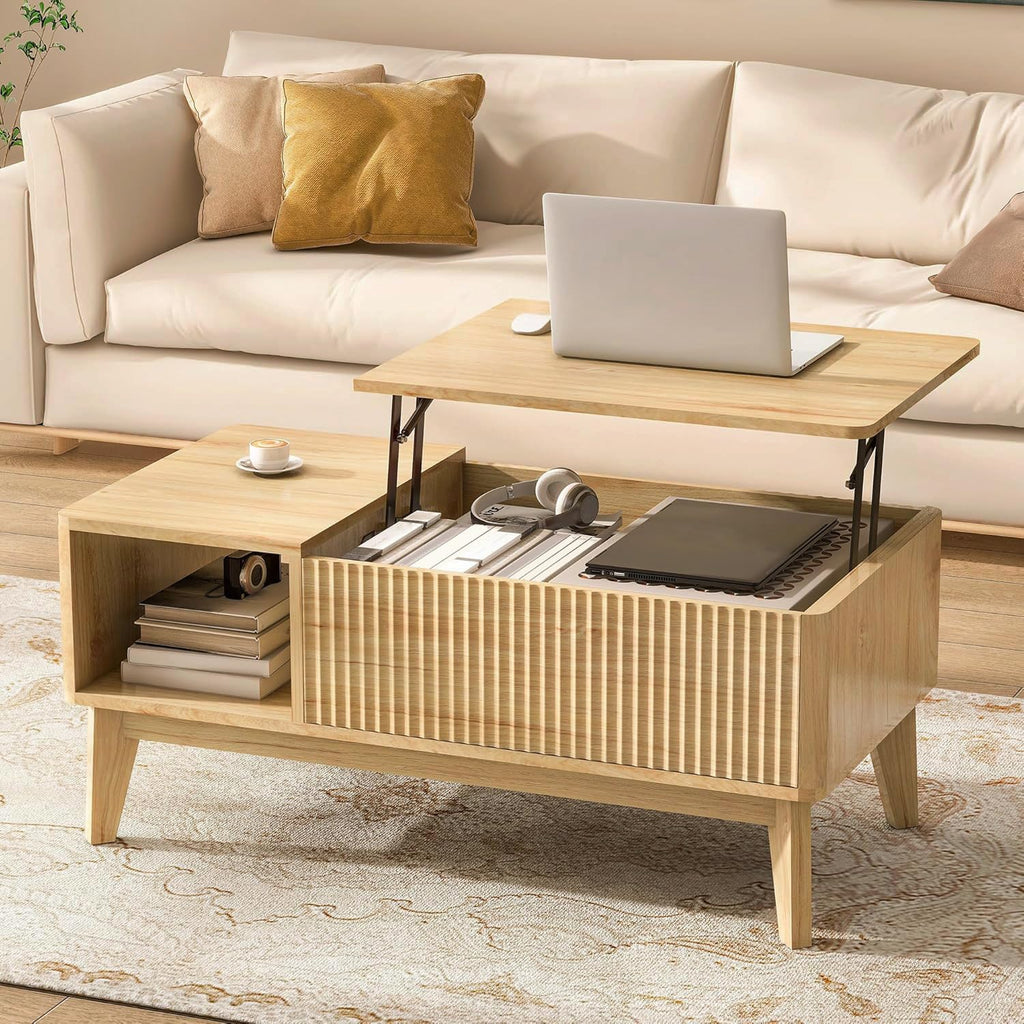 Fluted Lift Top Coffee Table with Storage D506958