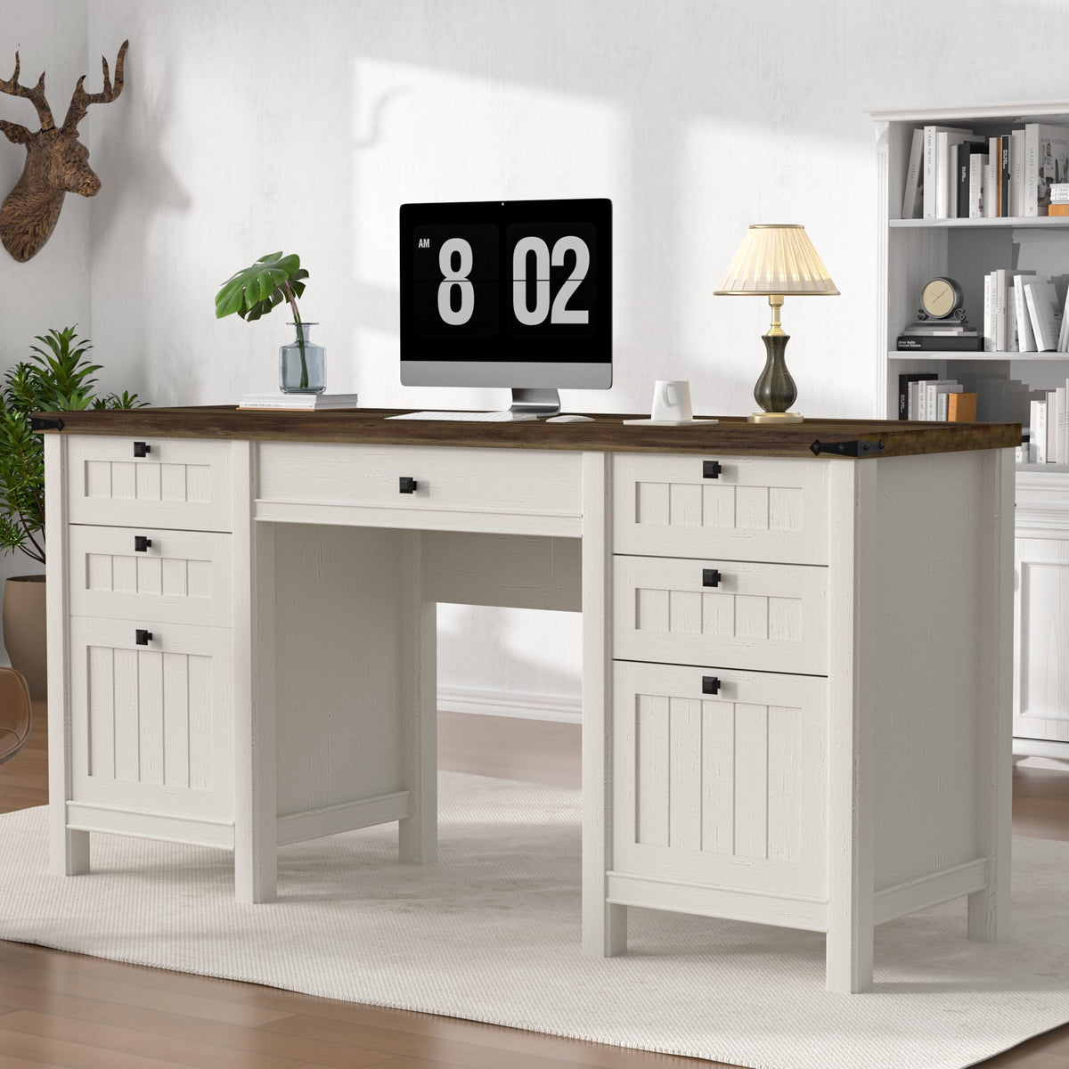 62" Executive Desk with File Drawer & Cabinet Z261