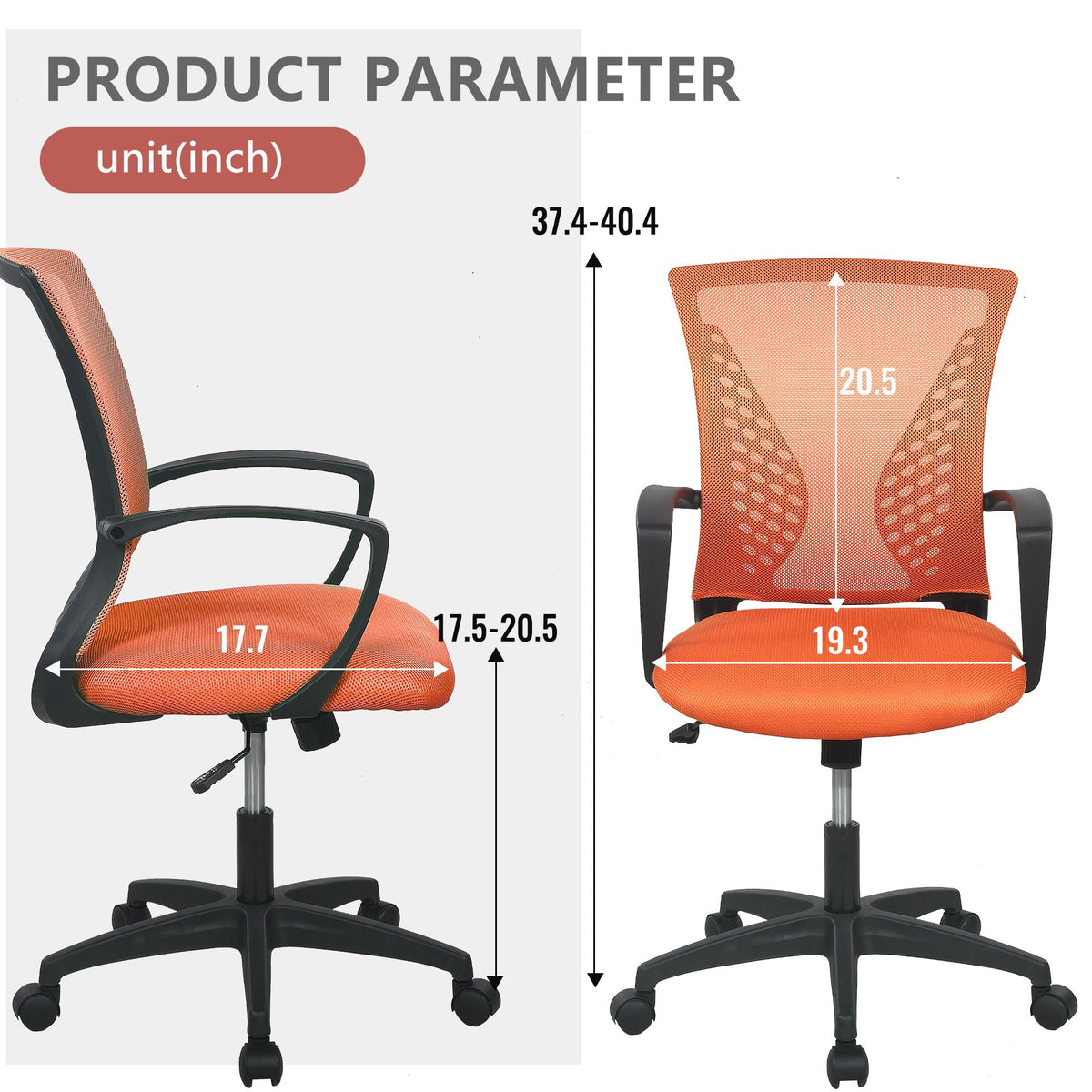 Orange Ergonomic Mesh Gaming Chair J953328