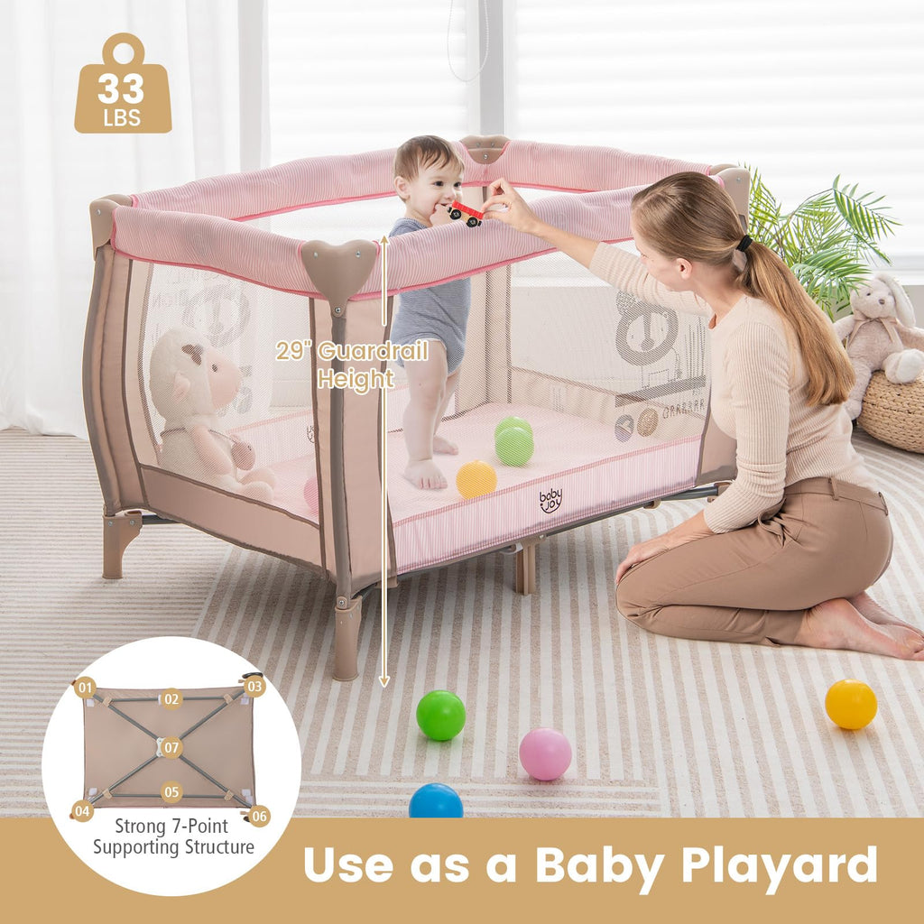 3 in 1 Pink Pack and Play with Bassinet B45481