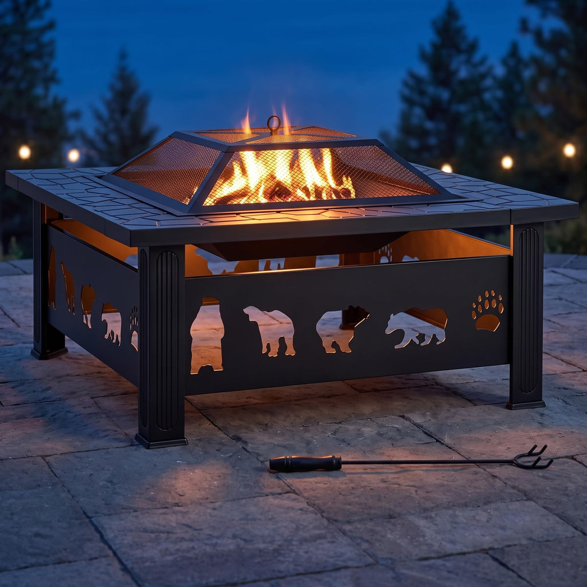 32" Outdoor Wood Burning Fire Pit Table Q423566