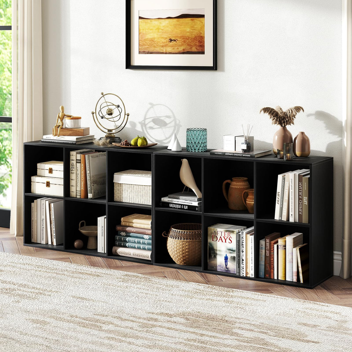 Black 6-Cube 3-Tier Bookcase H7459