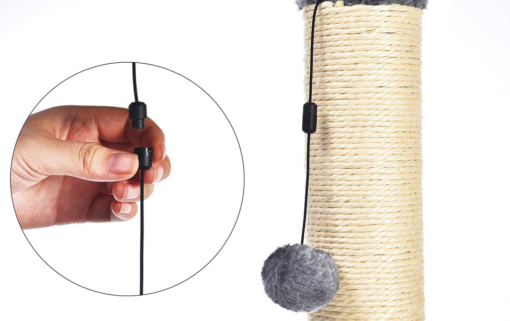 Cat Scratching Post with Dangling Ball Toy, Grey P3919