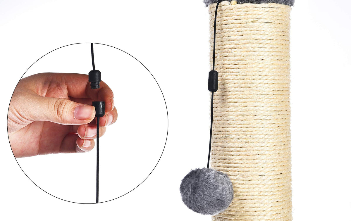 Cat Scratching Post with Dangling Ball Toy, Grey P3919