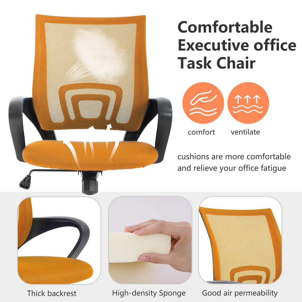 Orange Mesh Ergonomic Office Chair with Lumbar Support C942471