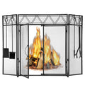 Black Fireplace Screen with Tools Kit & Door W43211