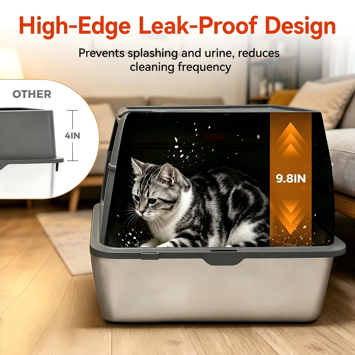 2 Pack XXXL Stainless Steel Litter Box with Lid U109
