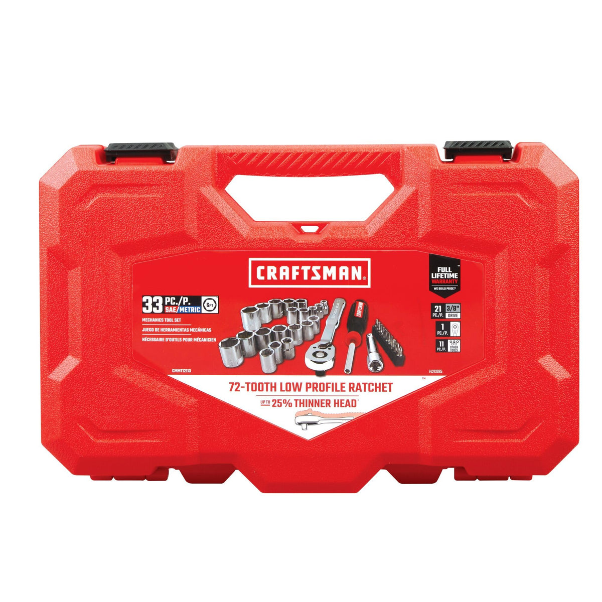 33 Piece 3/8 Inch Drive SAE/Metric Mechanics Tool Set Y980410