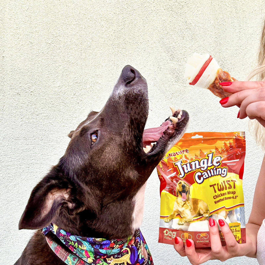 6.5" Chicken Wrapped Rawhide Knotted Bones, 2 lb (3 Packs) J311843